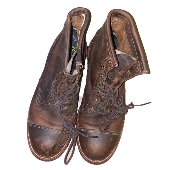 LL Bean Boots Men 10.5 Katahdin Iron Works Brown Leather Tapper By Gro Cord Sole